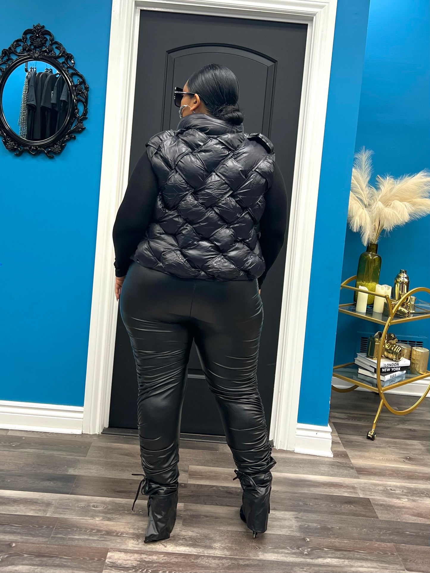 Black Waffles Vest Jacket