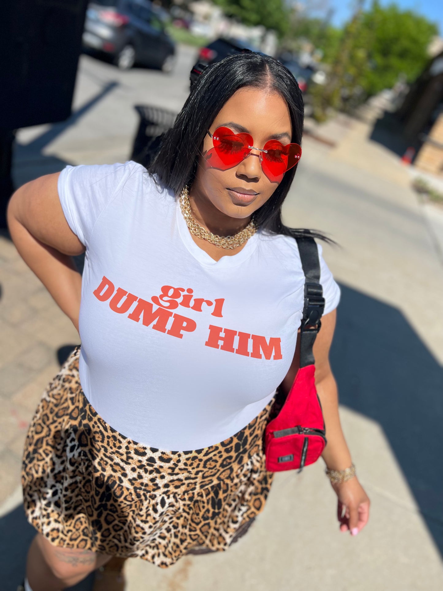 White/Red Dump Him Tee