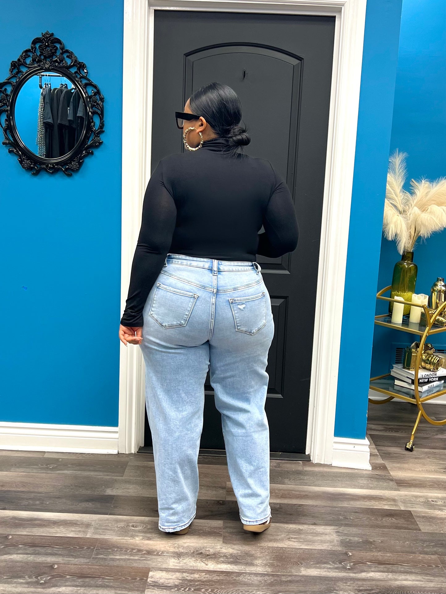 Black Basic Turtleneck Top