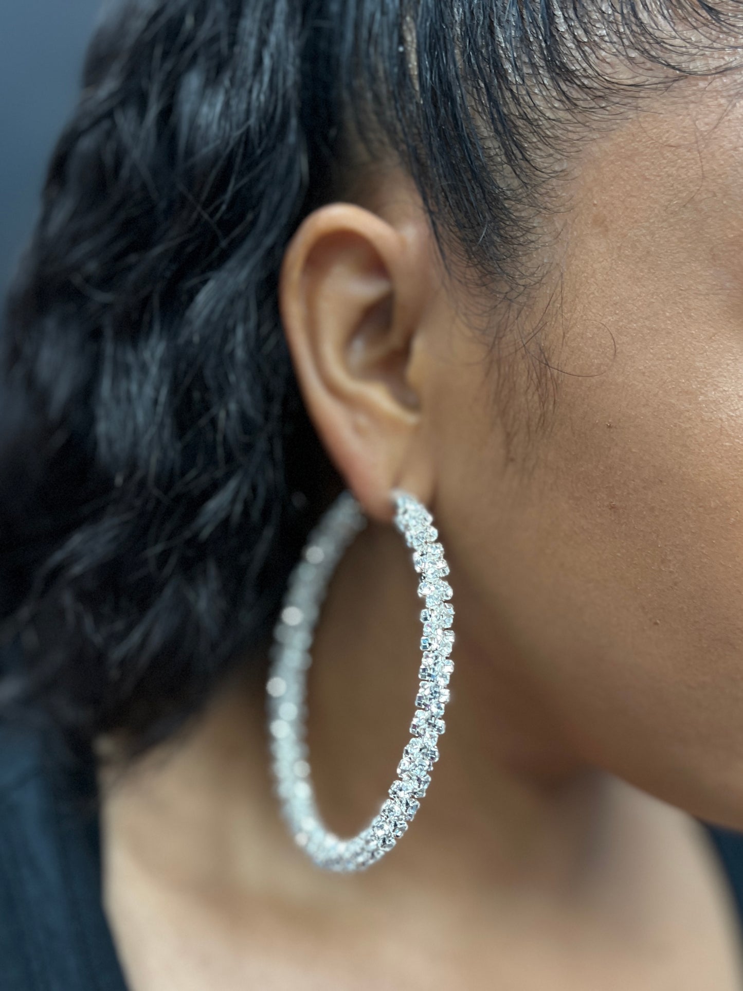 Silver Glitz Hoops