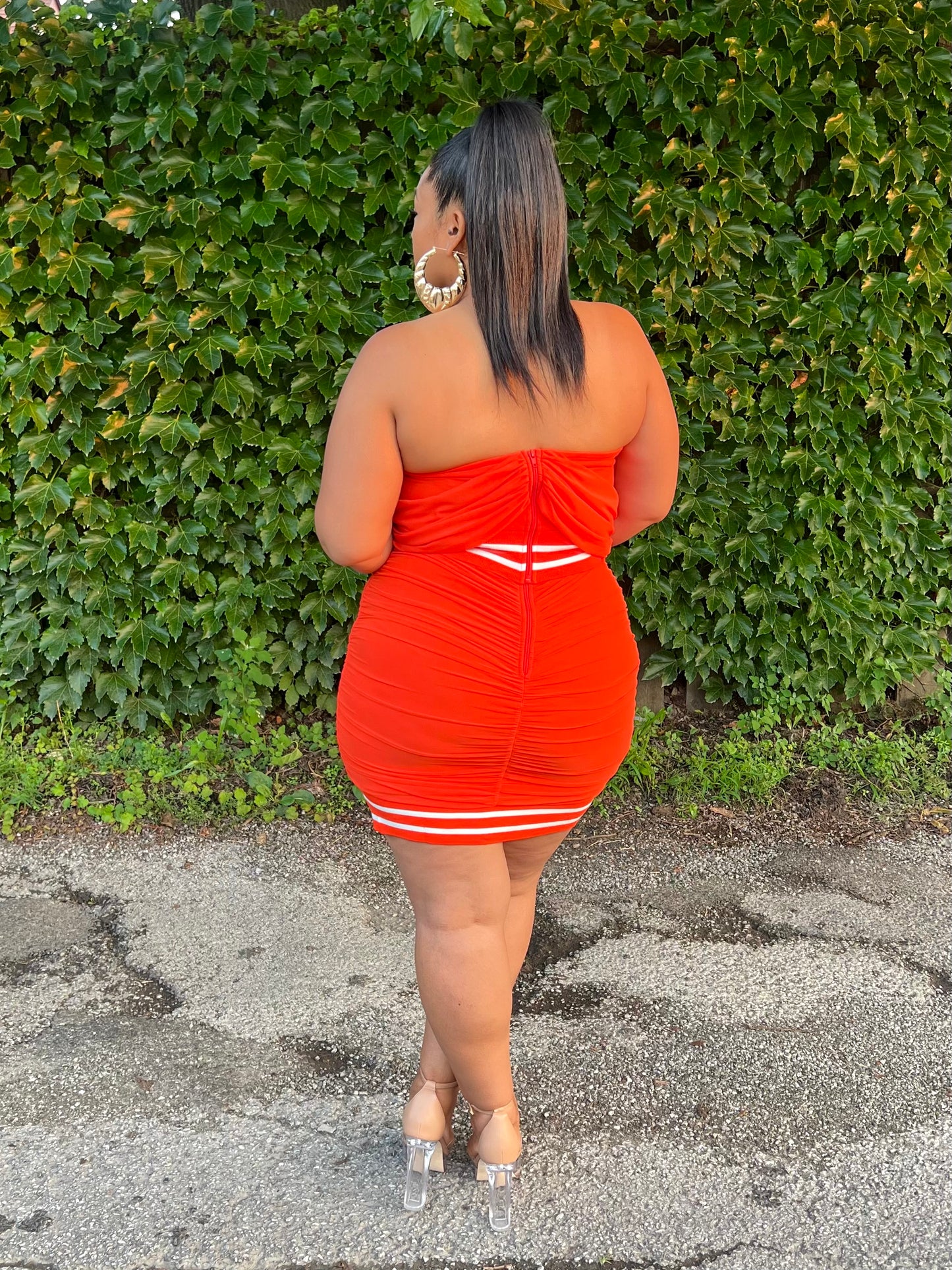 Orange Ebone Skirt Set