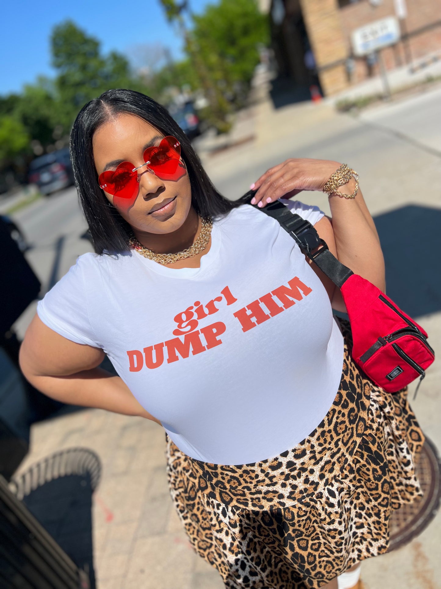 White/Red Dump Him Tee
