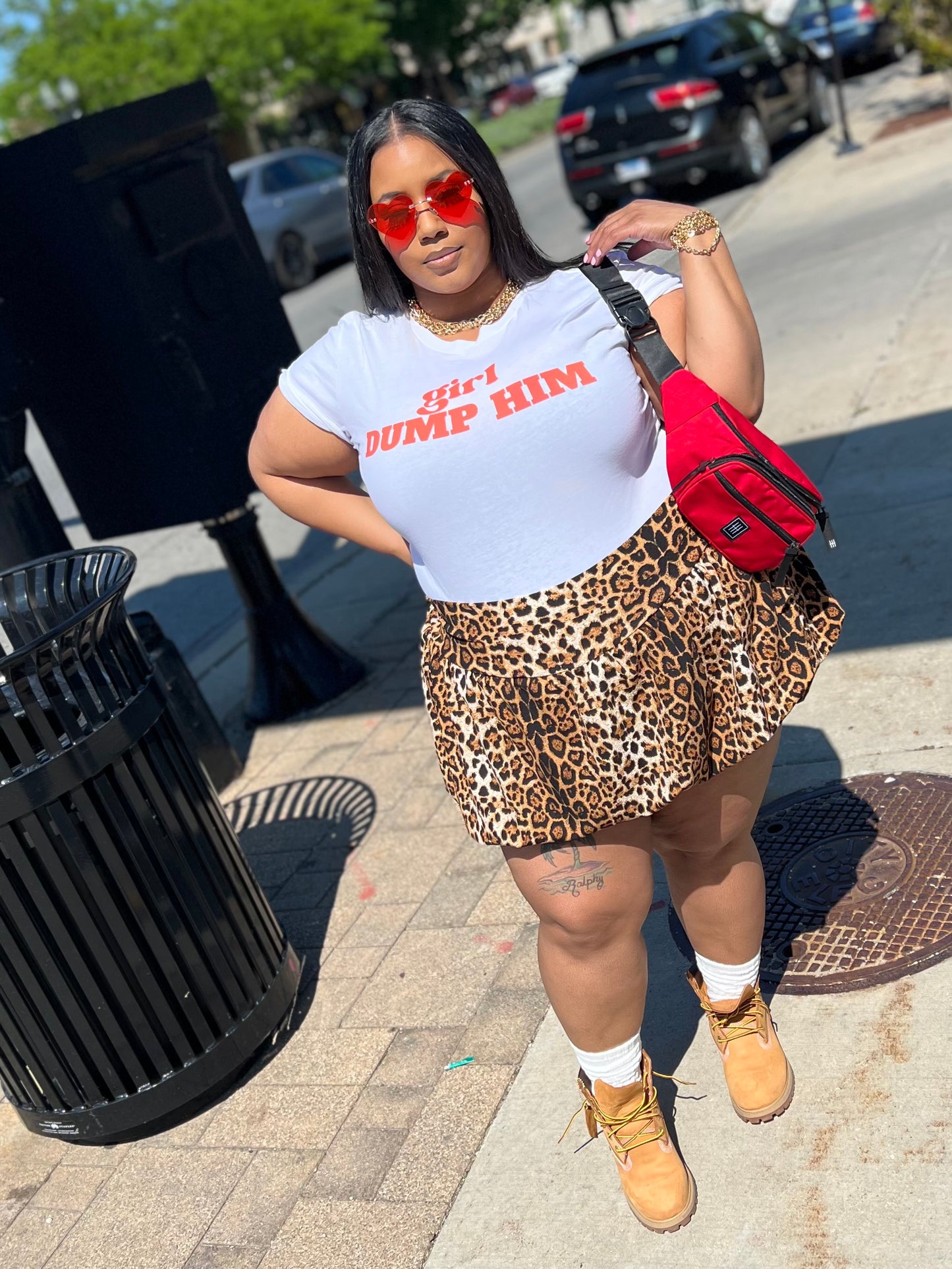 White/Red Dump Him Tee
