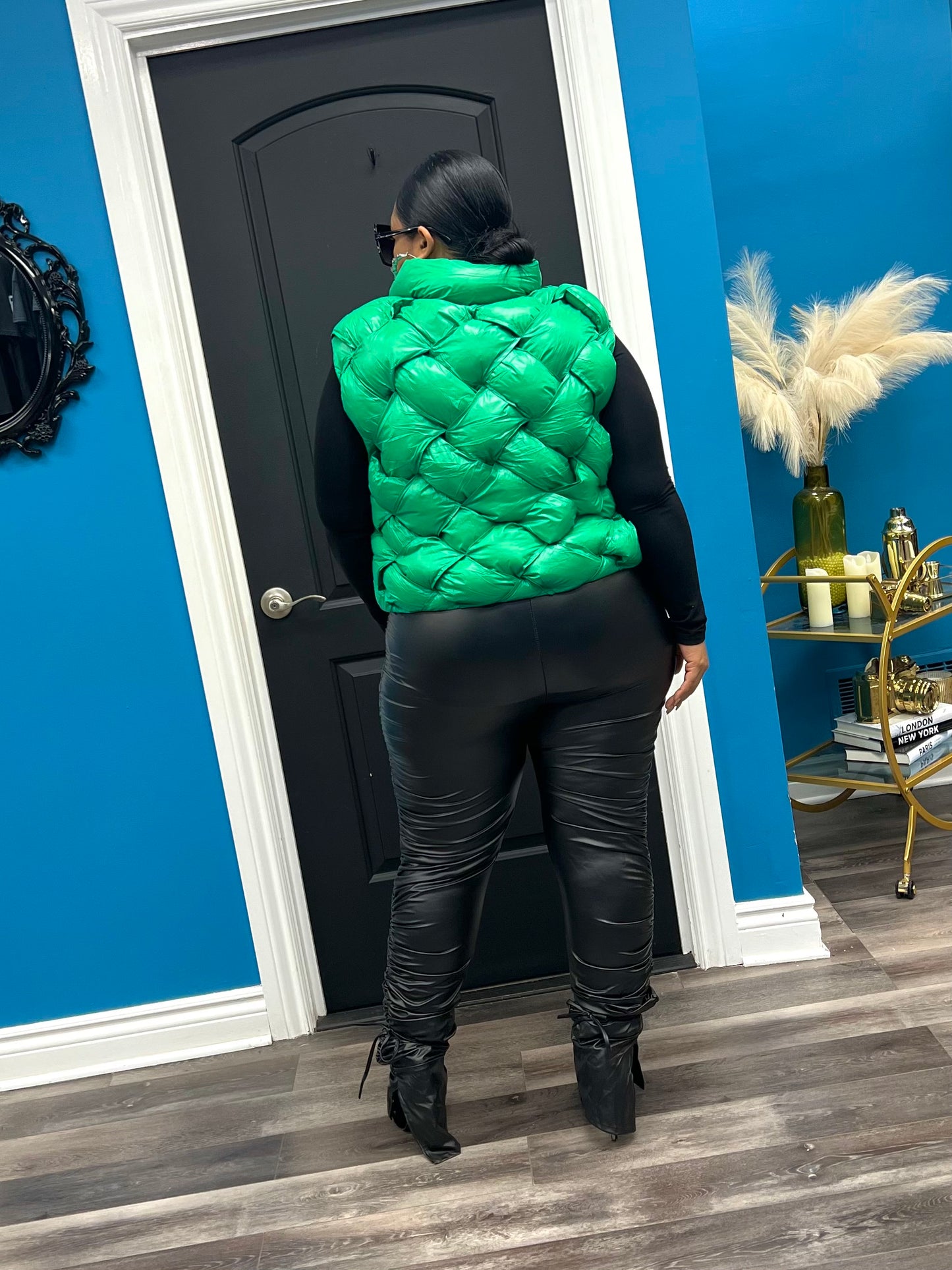 Green Waffles Vest Jacket