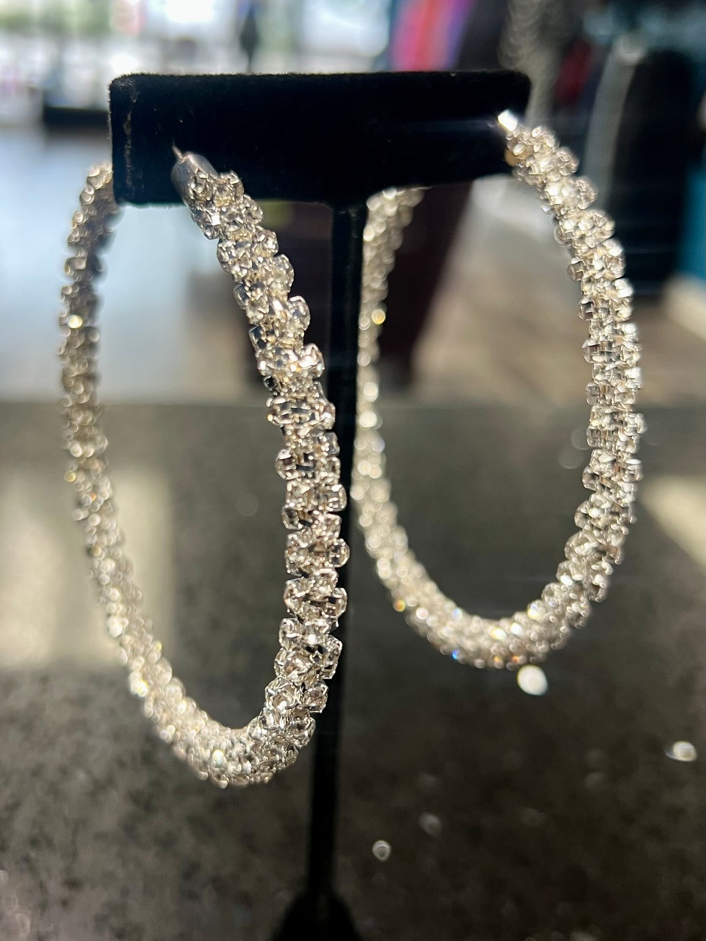 Silver Glitz Hoops