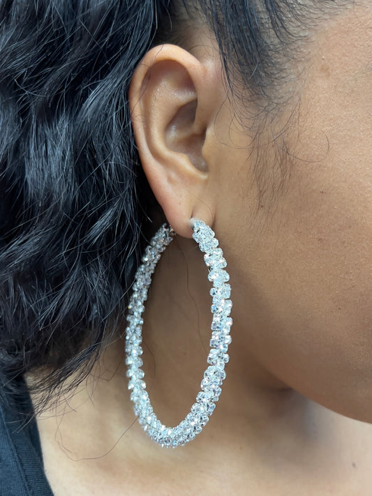 Silver Glitz Hoops