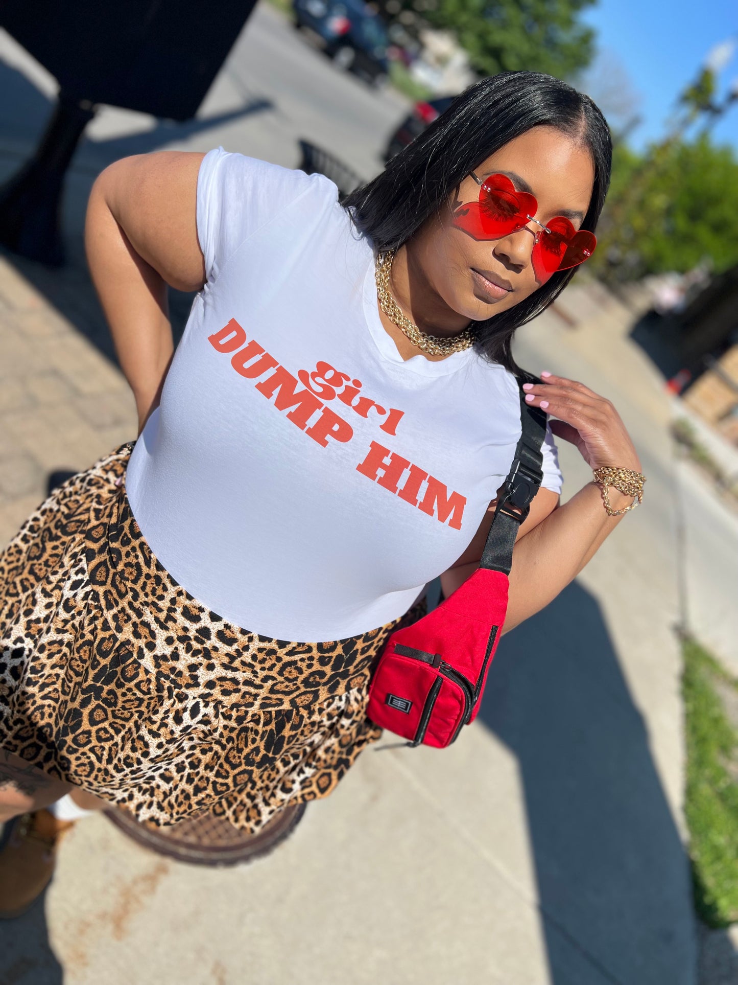 White/Red Dump Him Tee