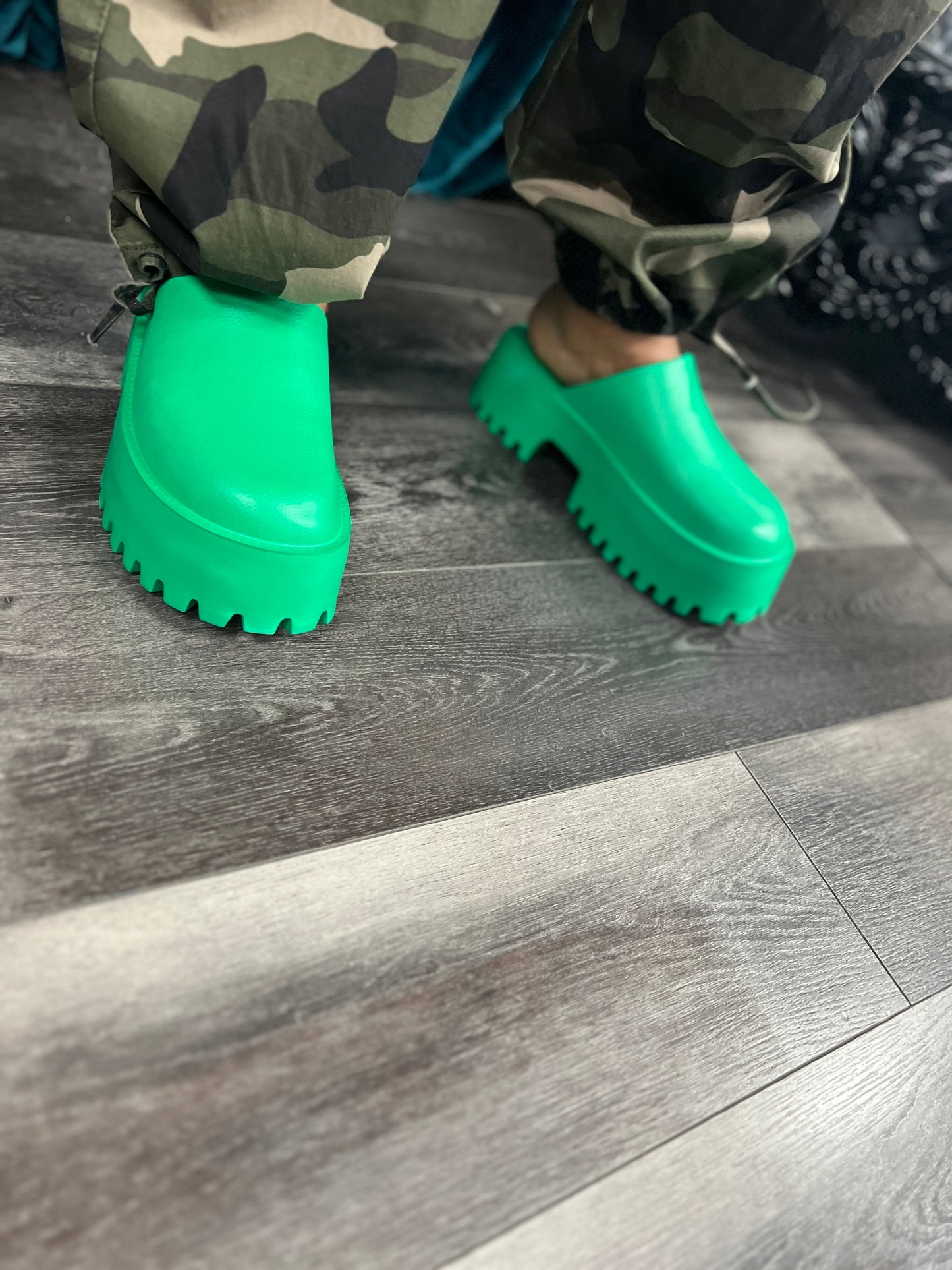 Green Kelly Mules