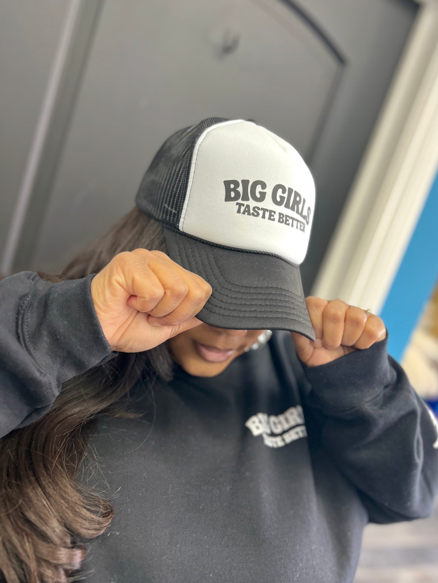 BIG Girls Taste Better Trucker Cap Royal Black