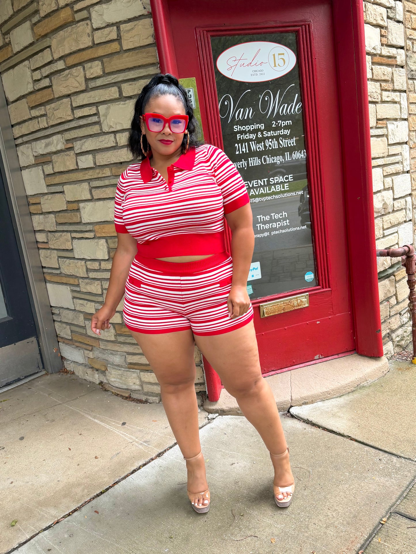 Red Gelica Short Set