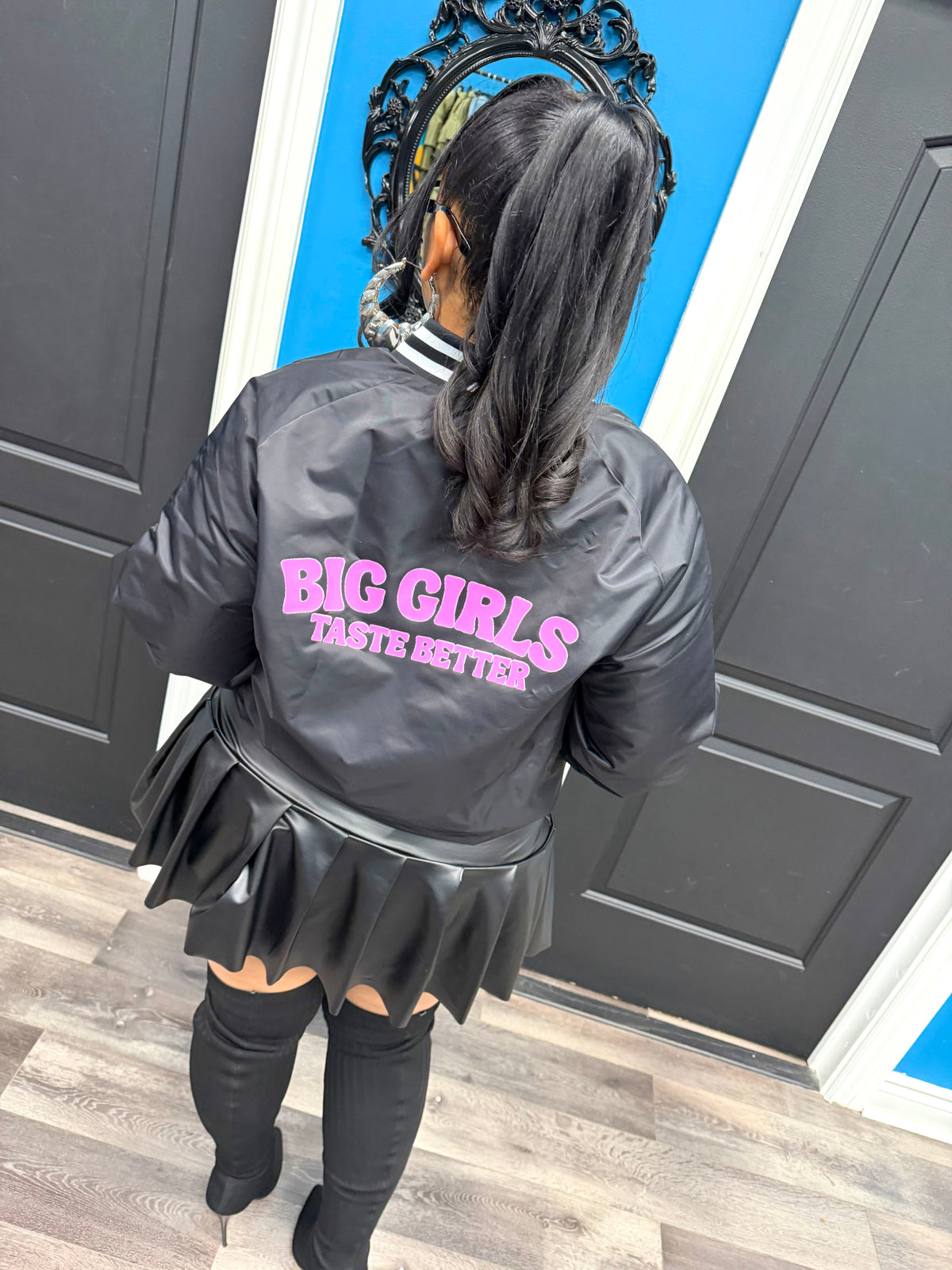 Black Varsity Bomber Jacket