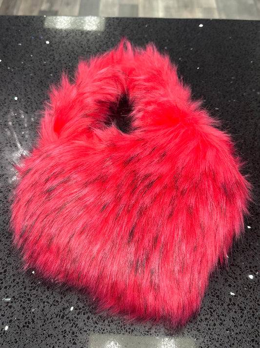 Soft Red Hearts Fur Bag