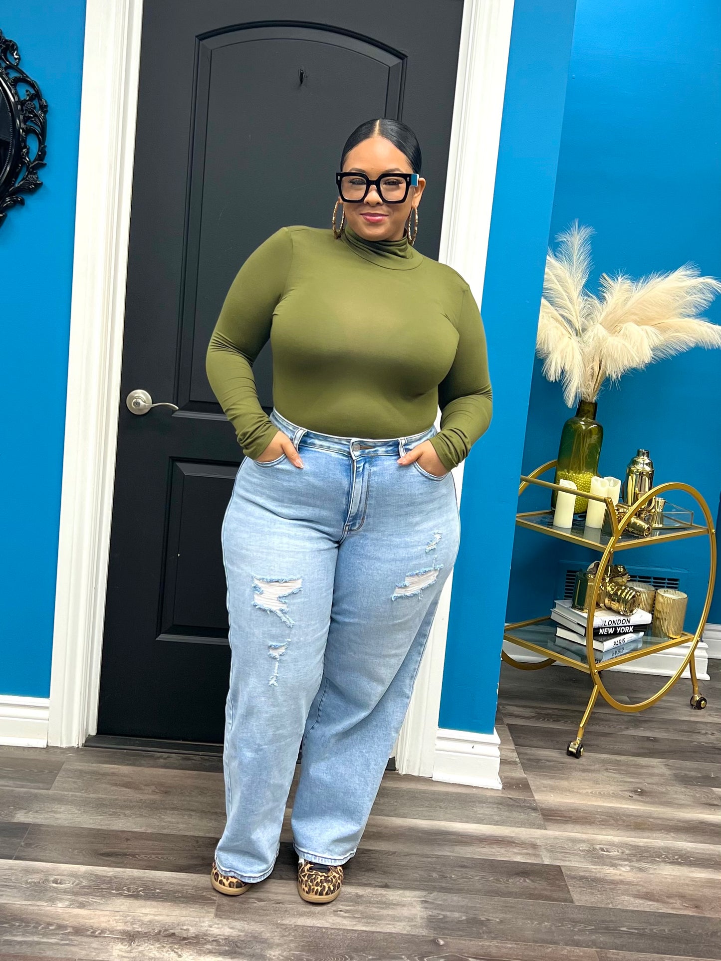 Olive Basic Turtleneck Top