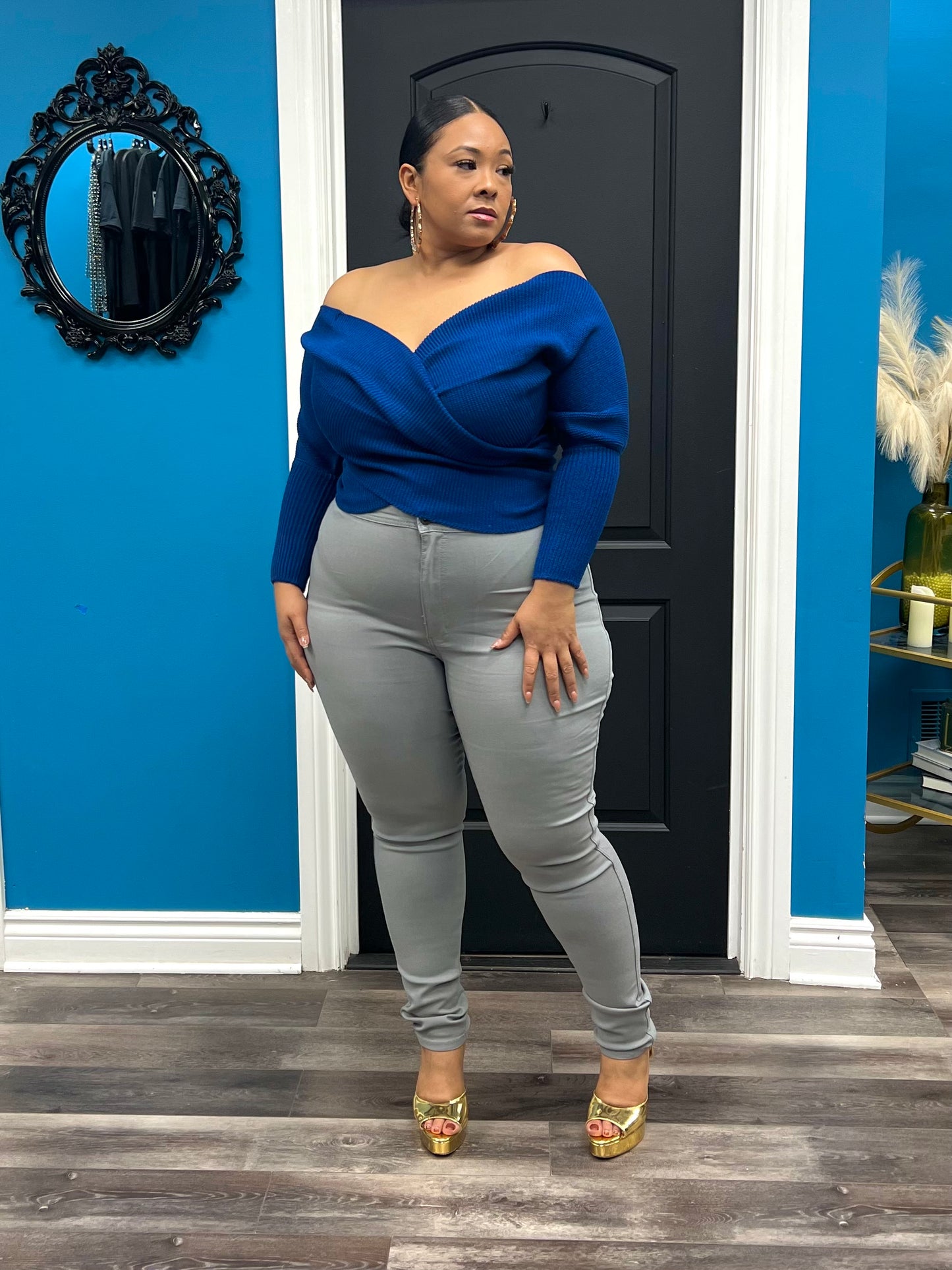 Royal Blue Wrap Me Up Sweater