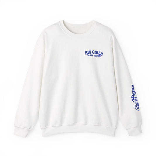 White/Royal BIG Girls Taste Better Crewneck