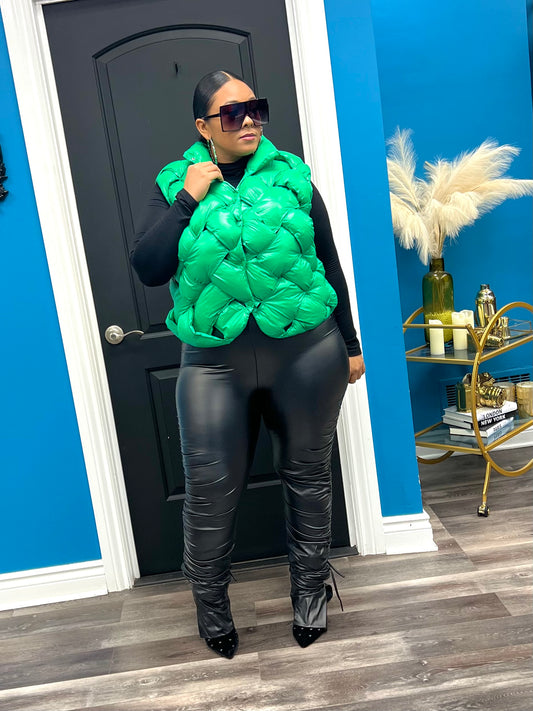 Green Waffles Vest Jacket