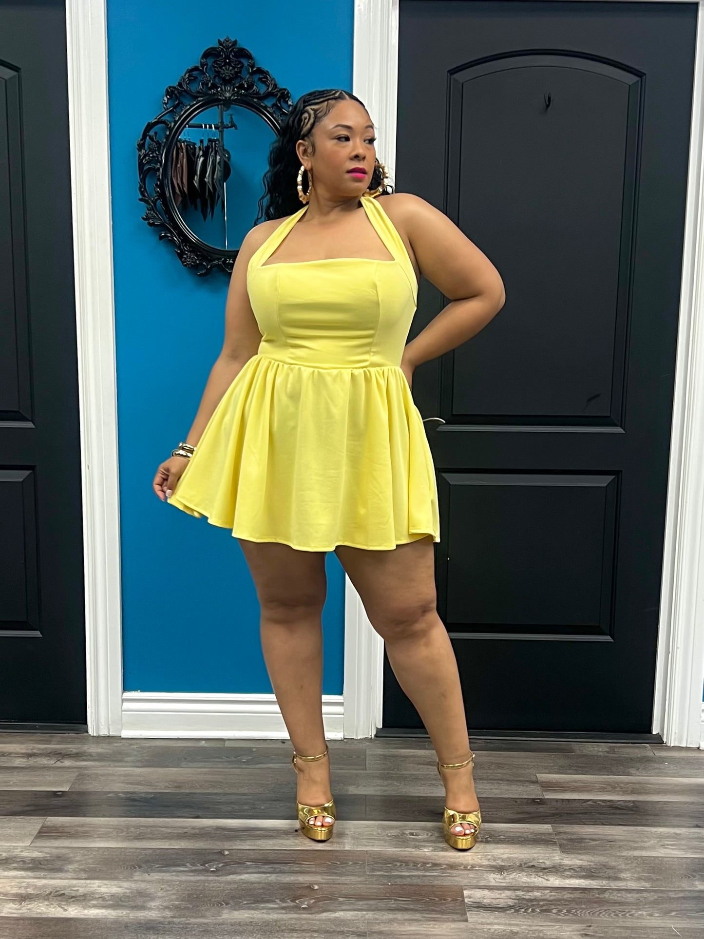 Yellow Bianca Skater Dress