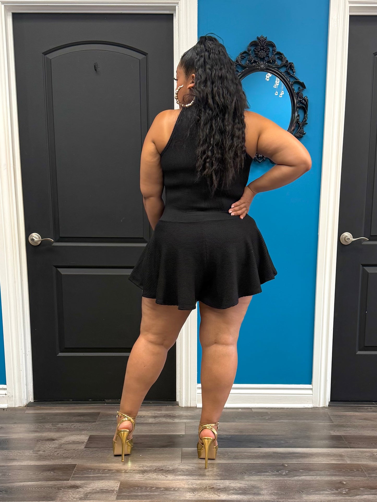 Black Chrissy Skater Romper