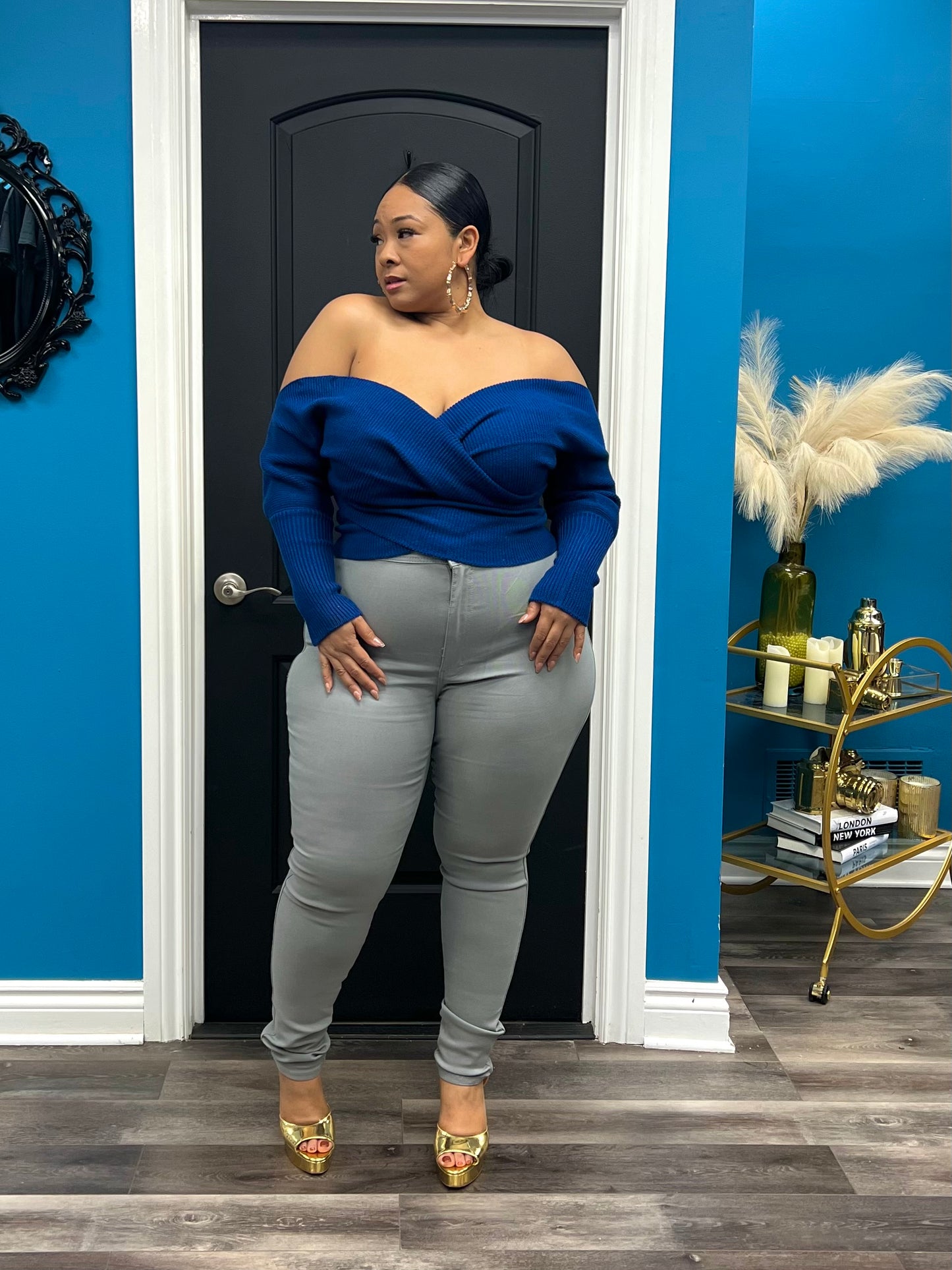 Royal Blue Wrap Me Up Sweater