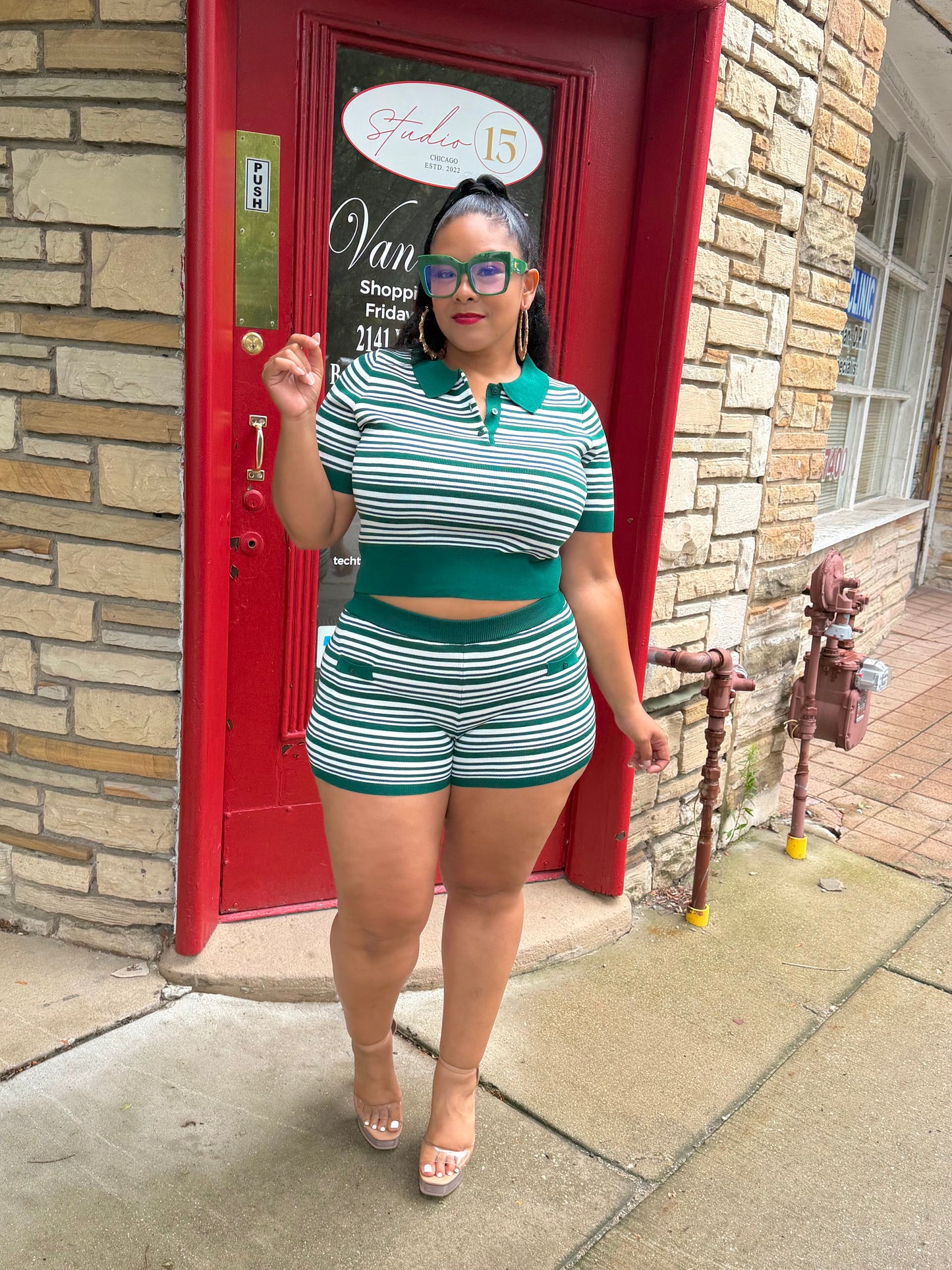 Green Gelica Short Set