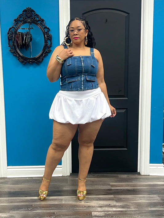 White Bubbles Skater Skort