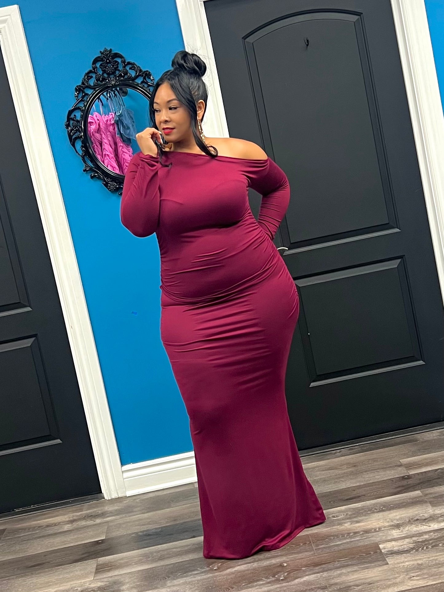 Wine Assatta Skirt Set