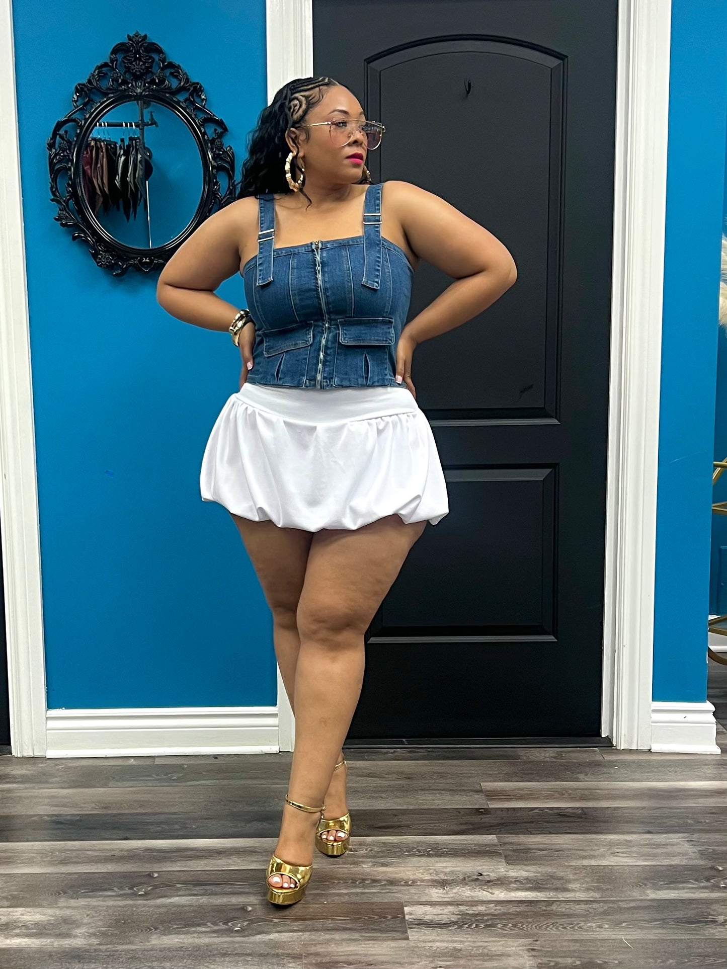 White Bubbles Skater Skort