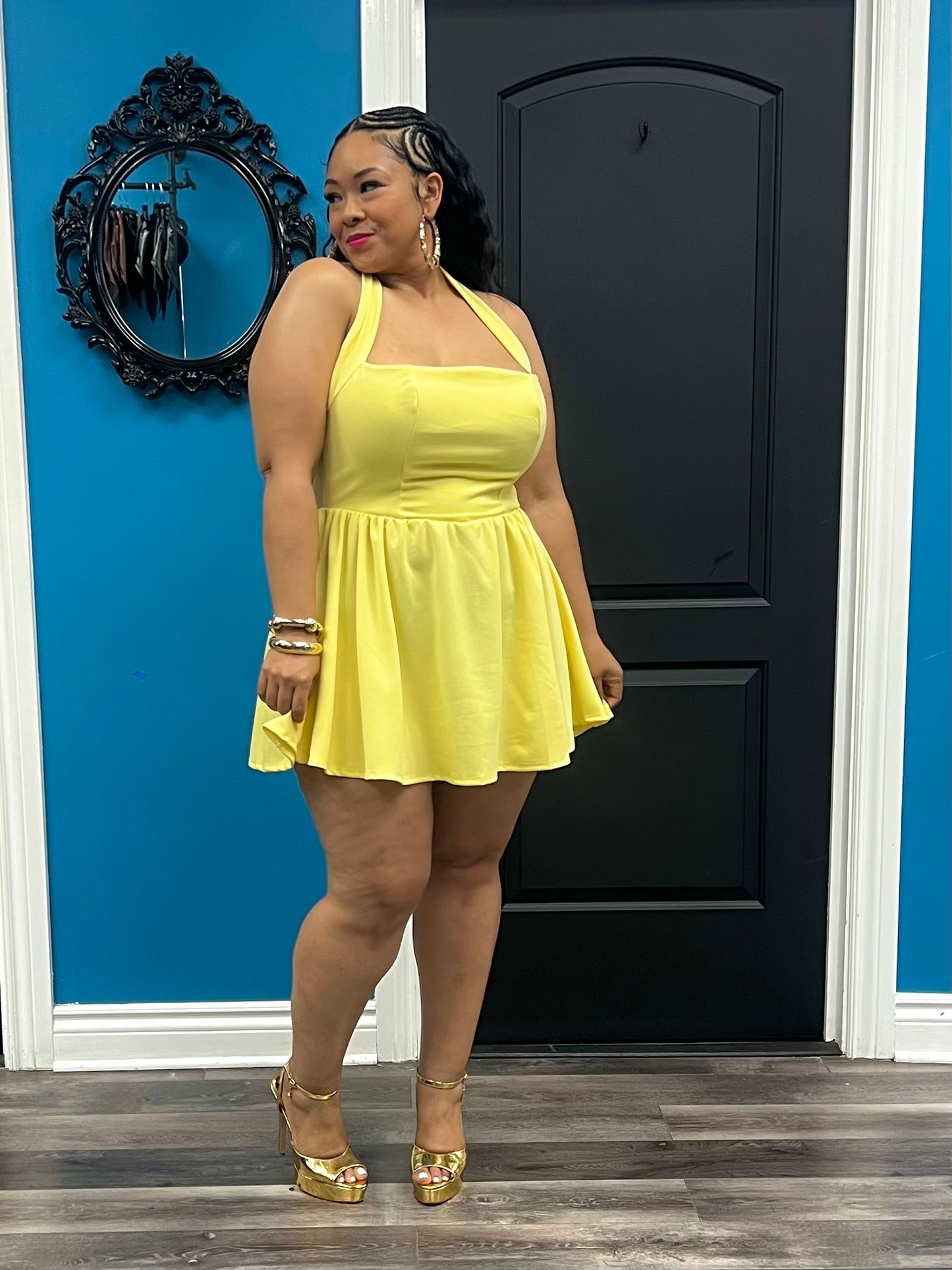 Yellow Bianca Skater Dress