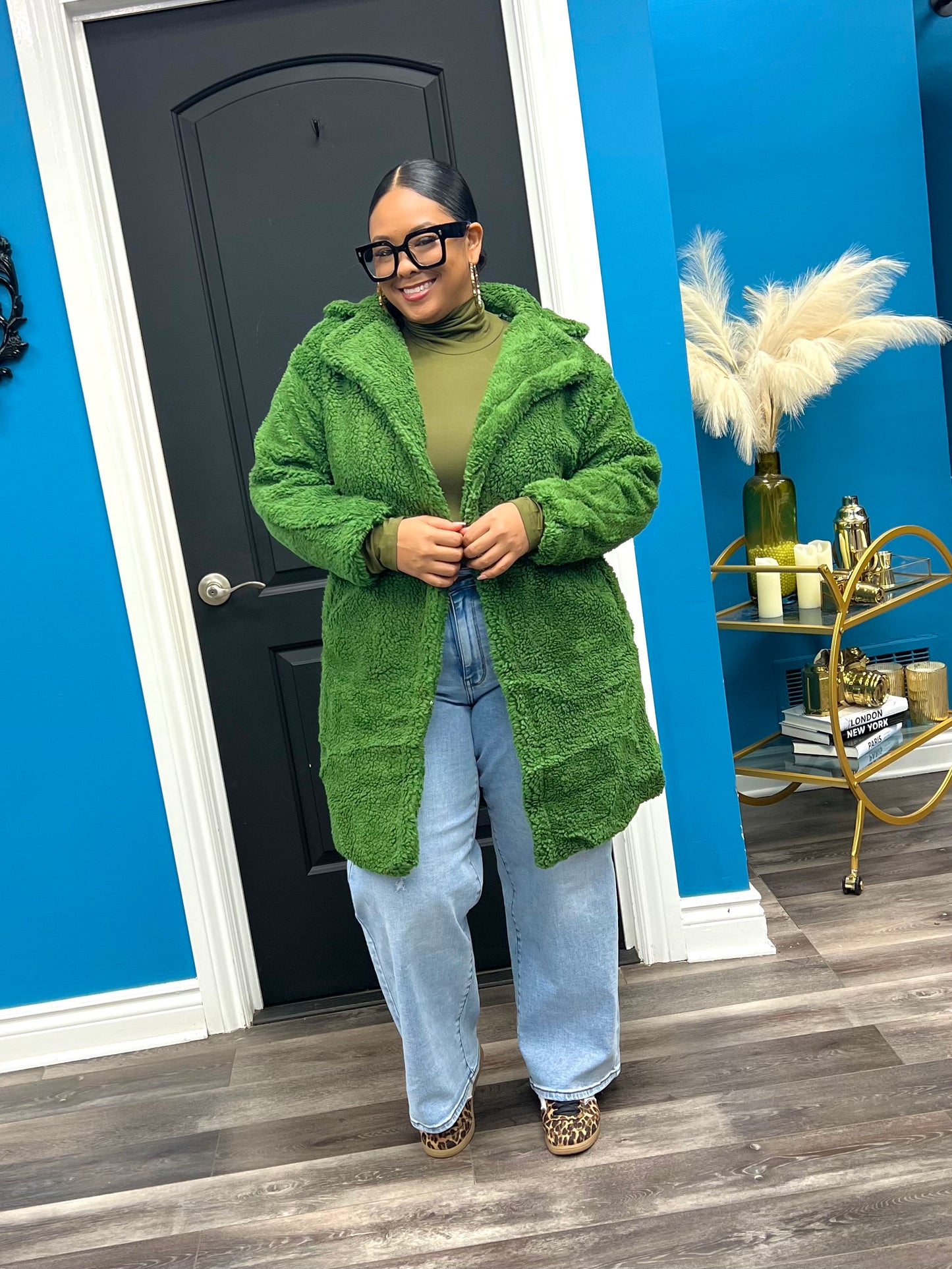 Green Teddy Coat