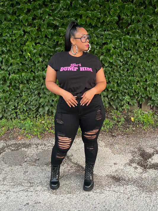 Black/Pink Dump Him Tee