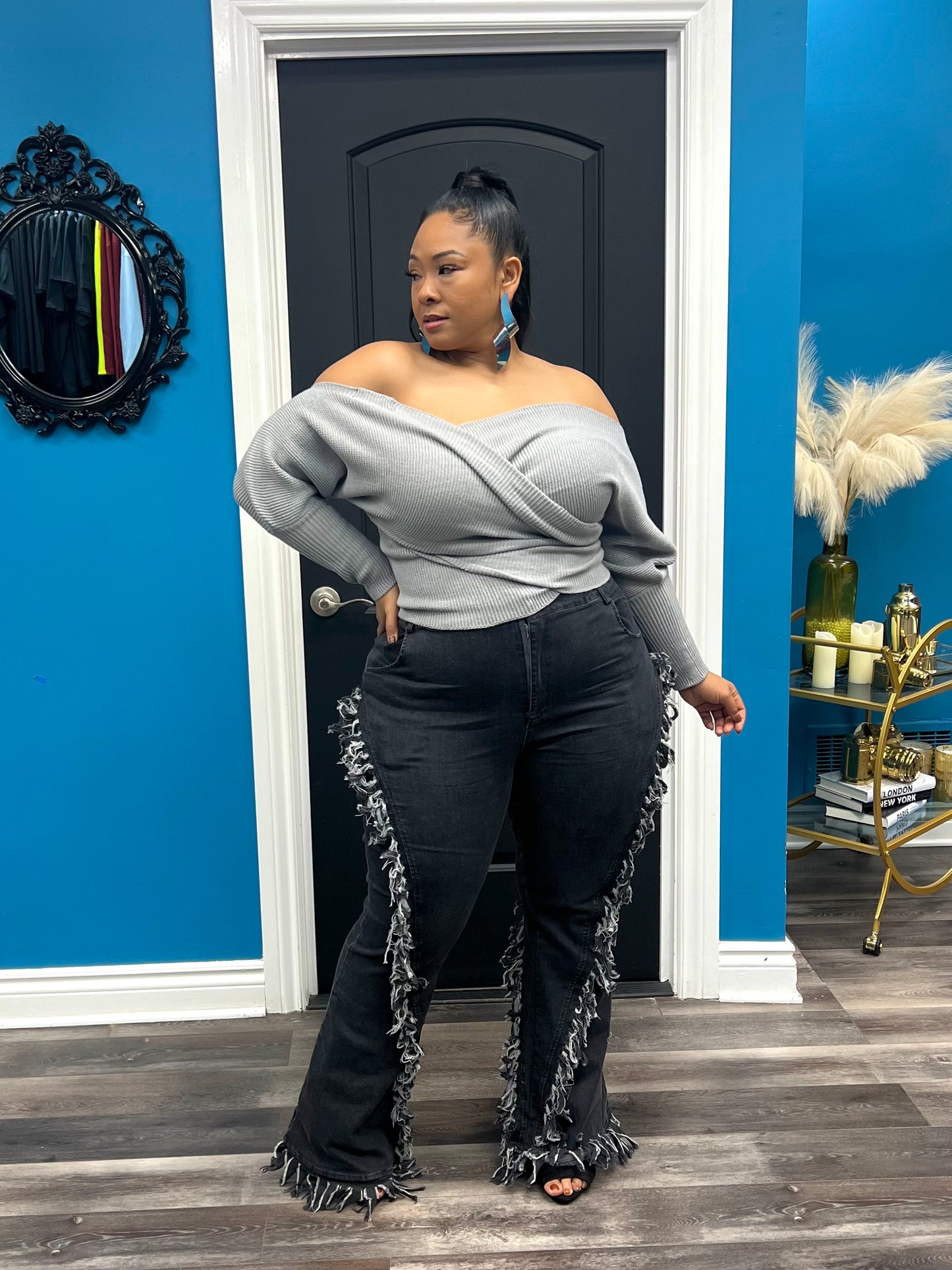 Grey Wrap Me Up Sweater