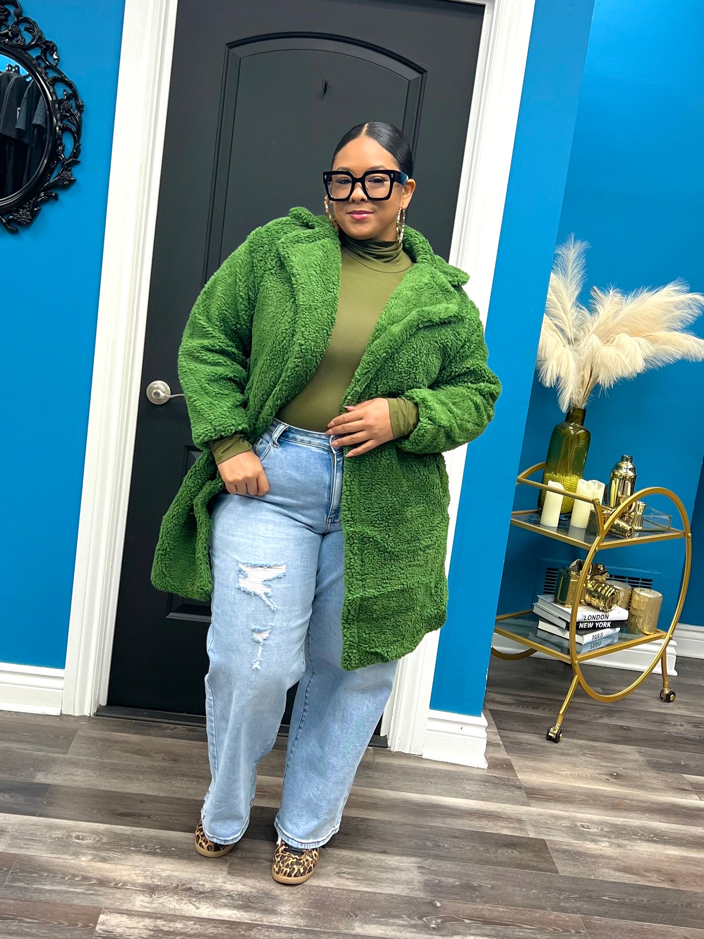 Green Teddy Coat