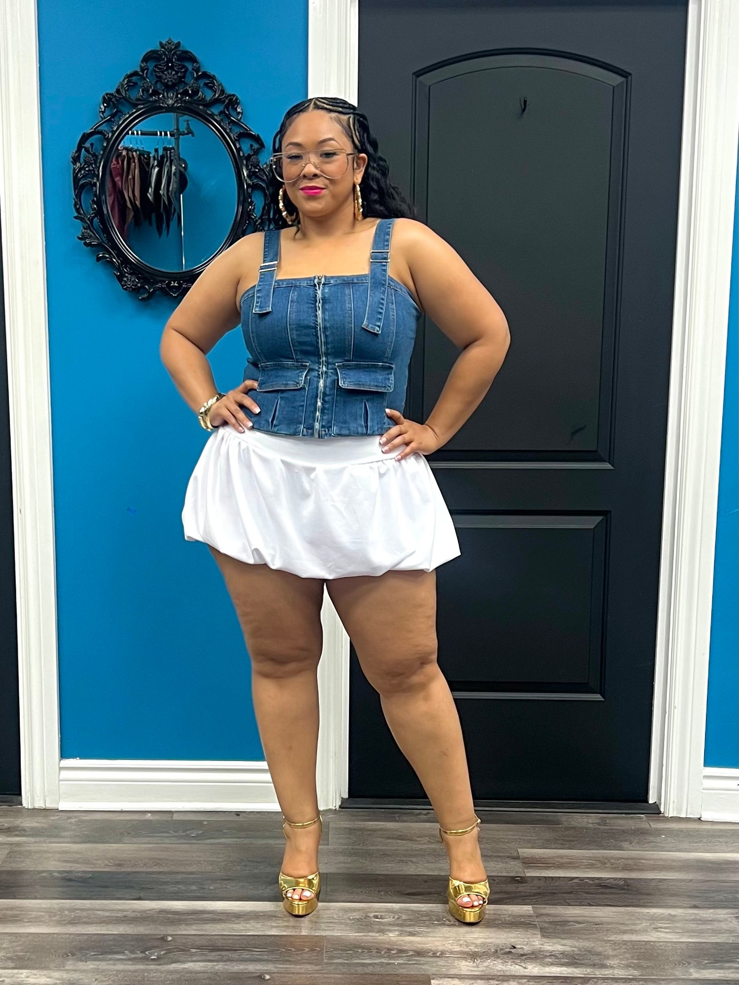 White Bubbles Skater Skort