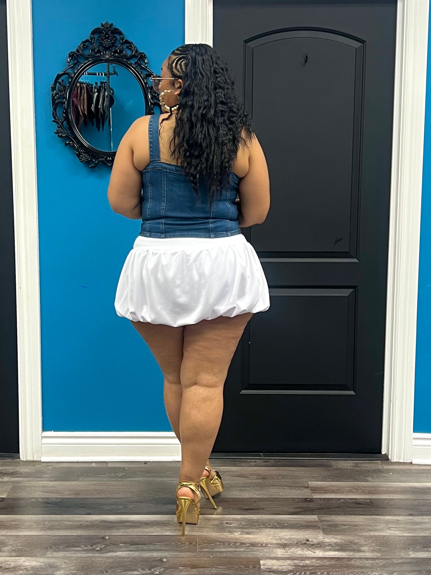 White Bubbles Skater Skort