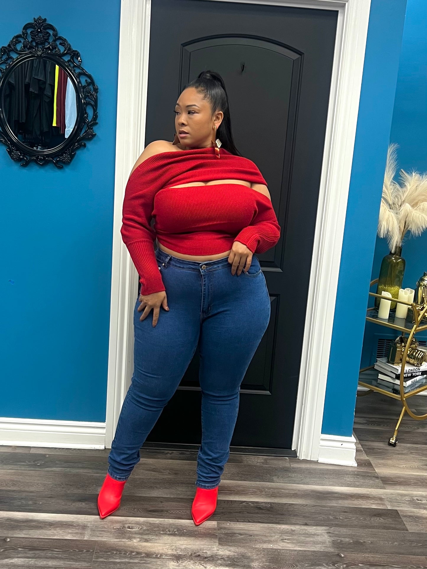 Red Wrap Me Up Sweater