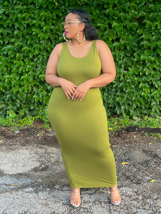 Olive Basics Maxi Dress