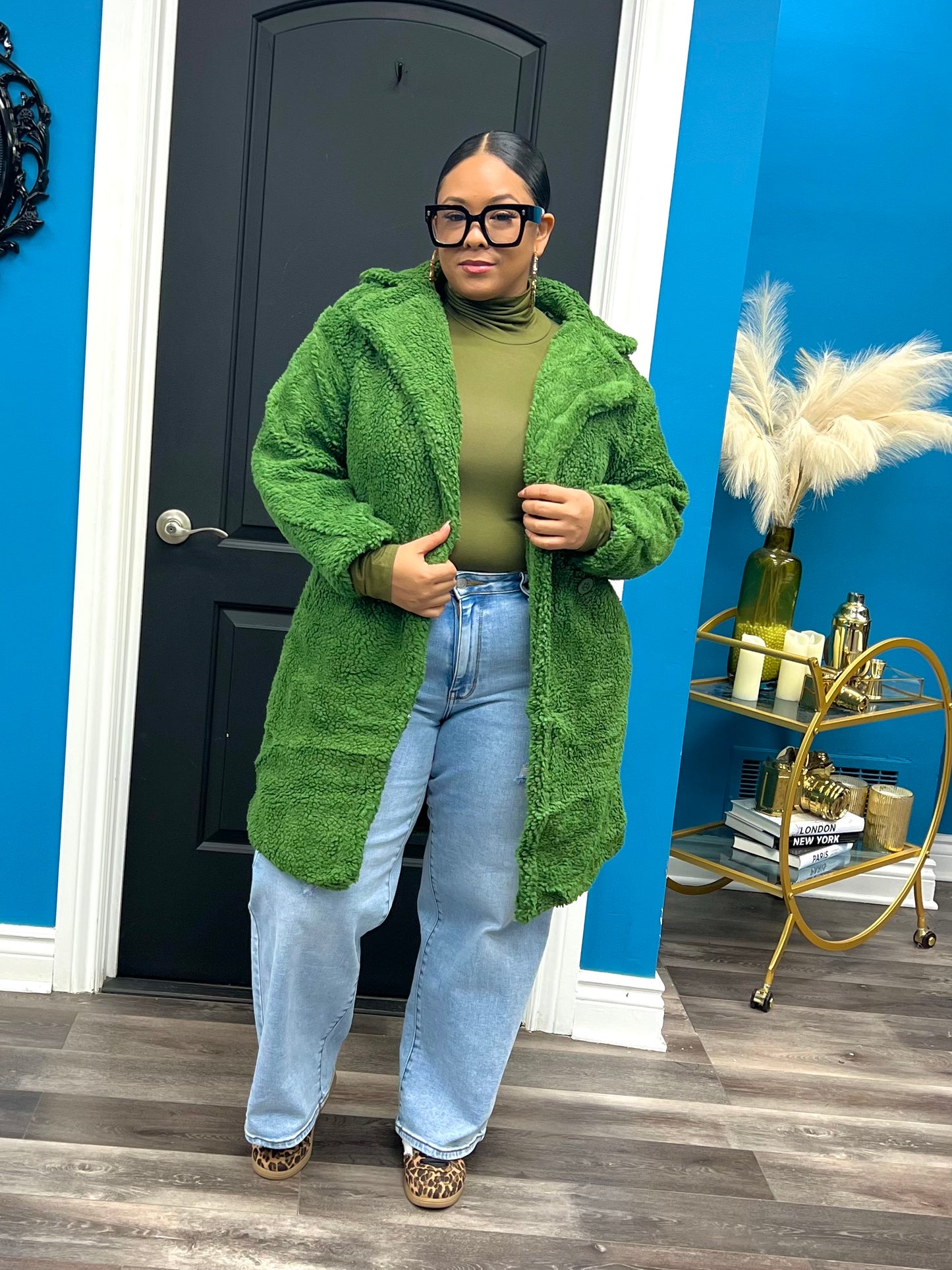Green Teddy Coat