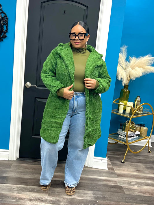 Green Teddy Coat