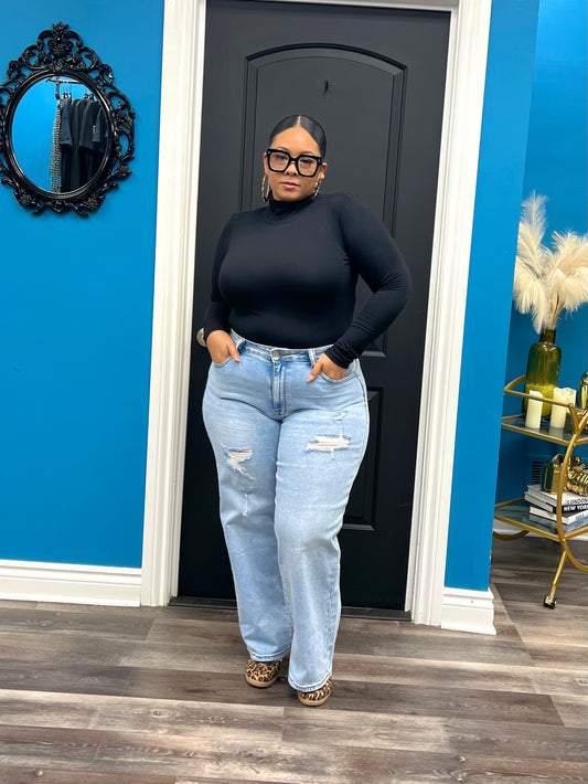 Black Basic Turtleneck Top