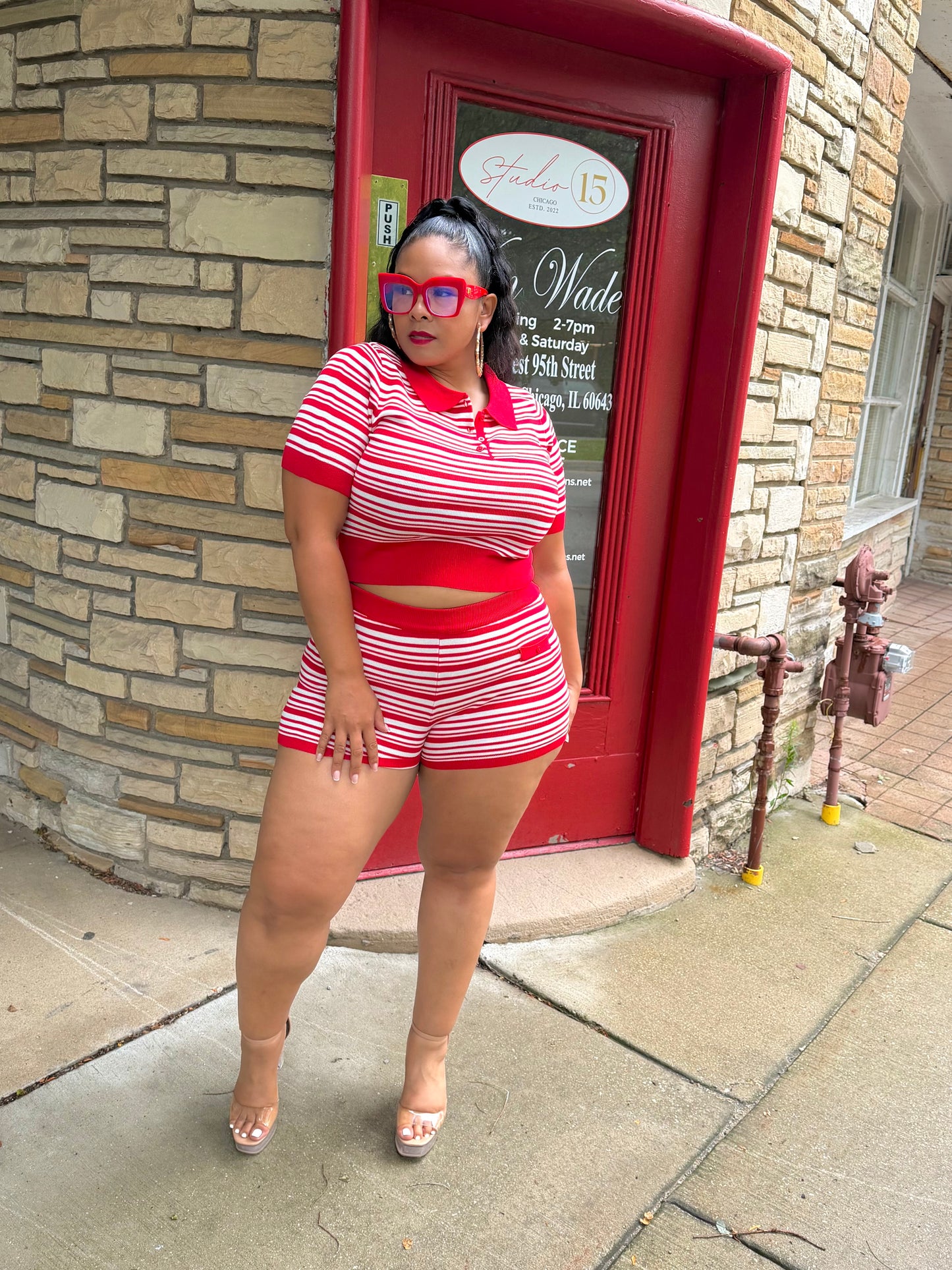 Red Gelica Short Set