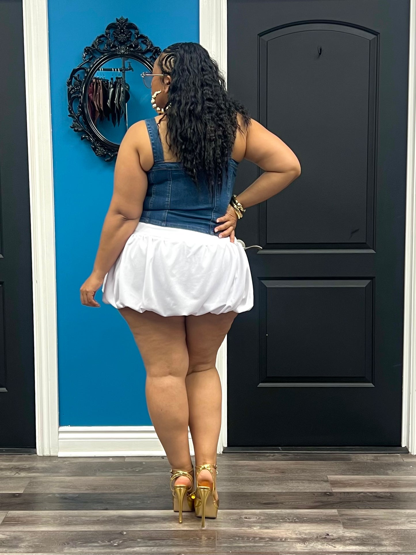 White Bubbles Skater Skort