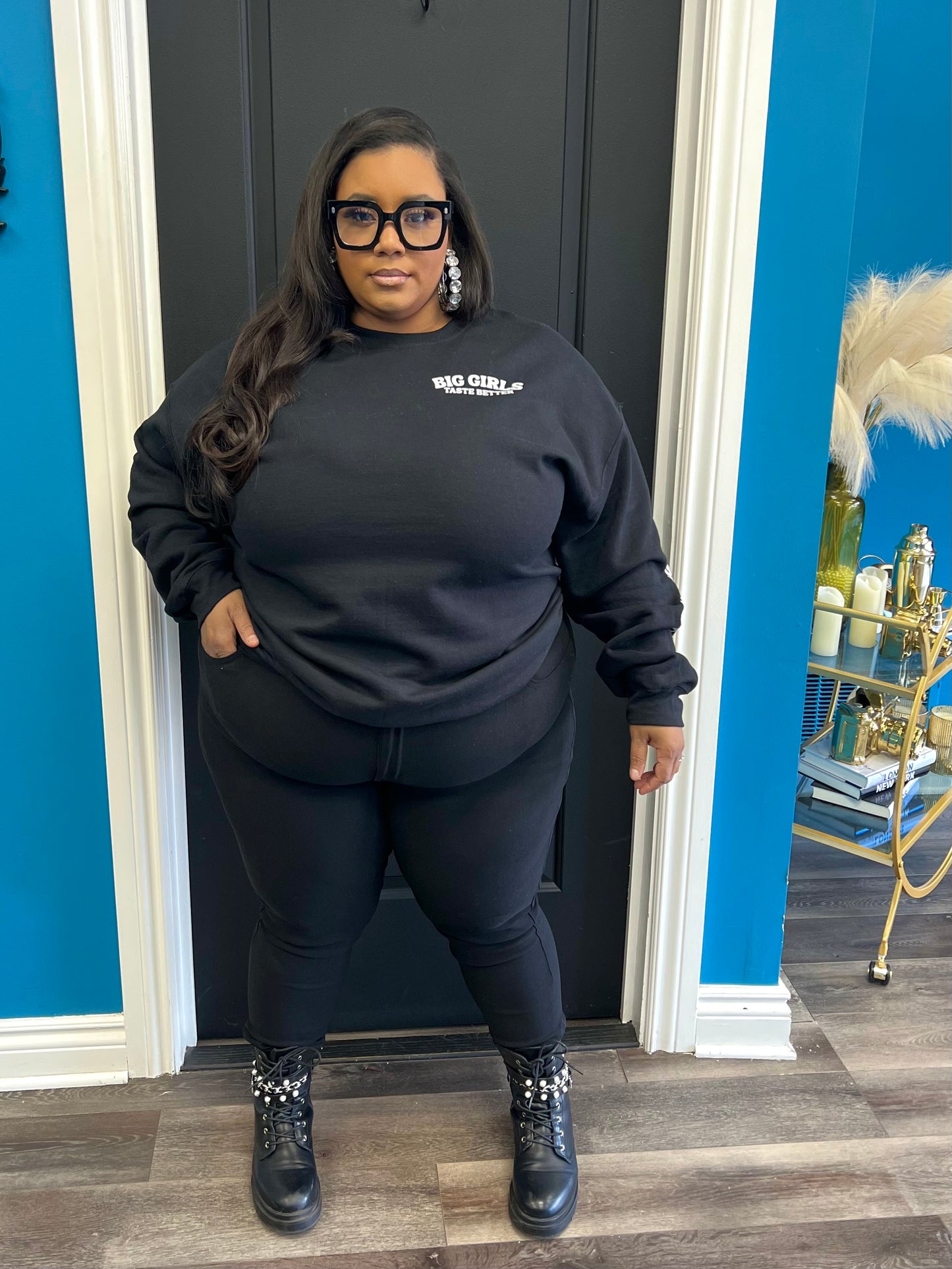 Black BIG Girls Taste Better Crewneck