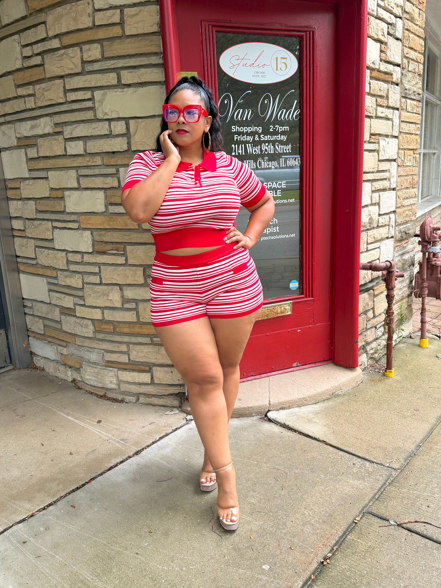 Red Gelica Short Set