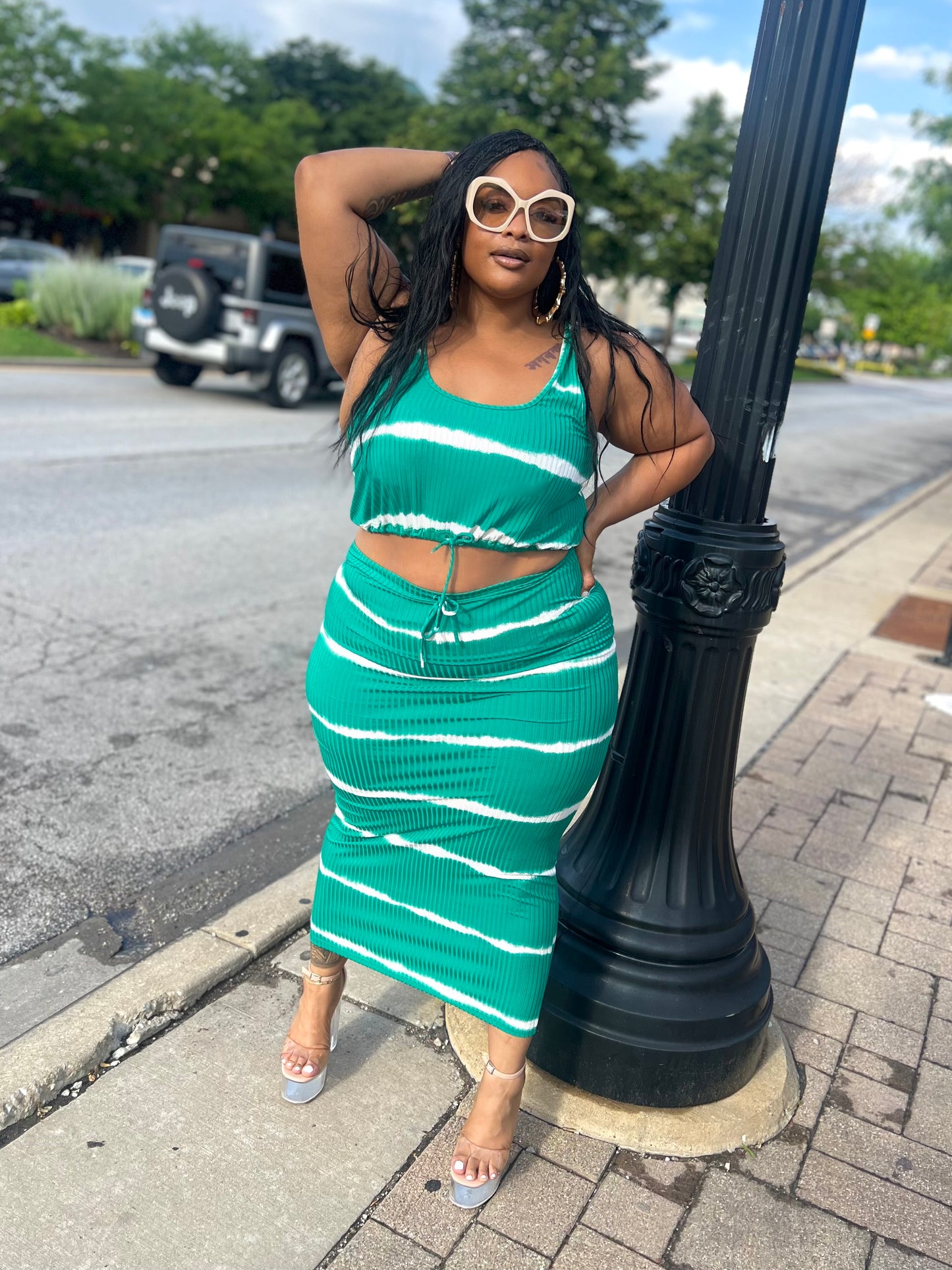 Green Leah Skirt Set