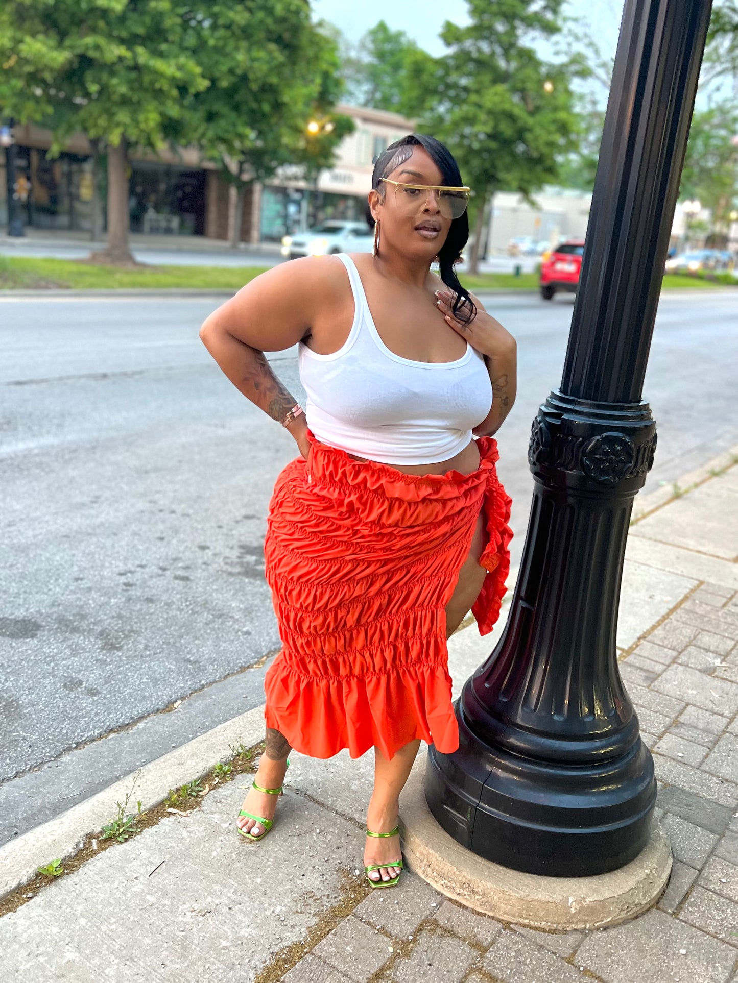 Orange Chiquita Wrap Skirt