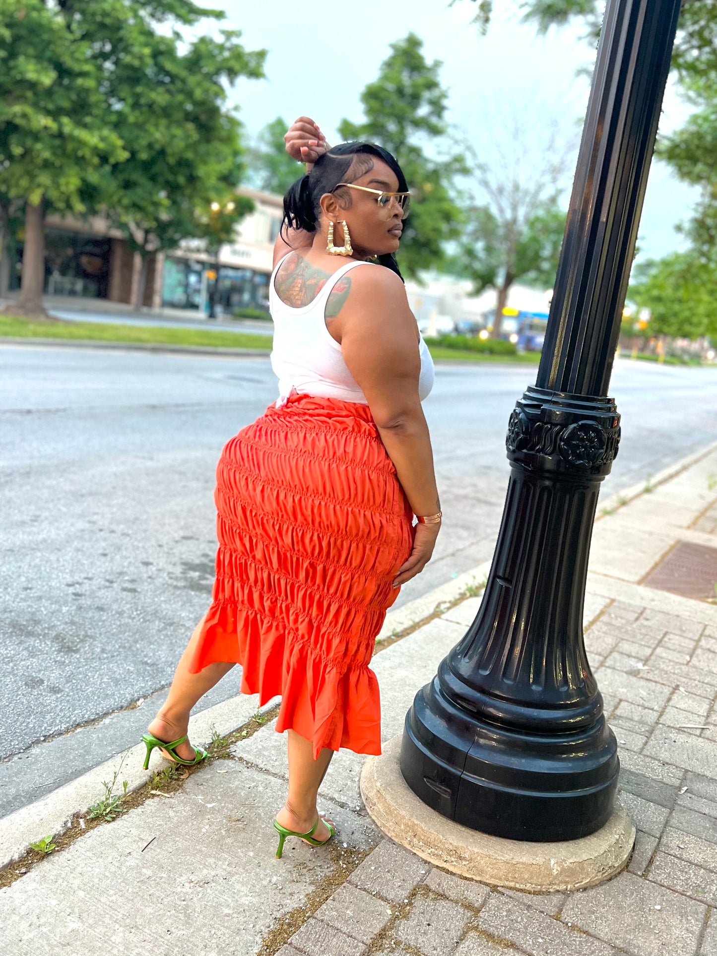 Orange Chiquita Wrap Skirt