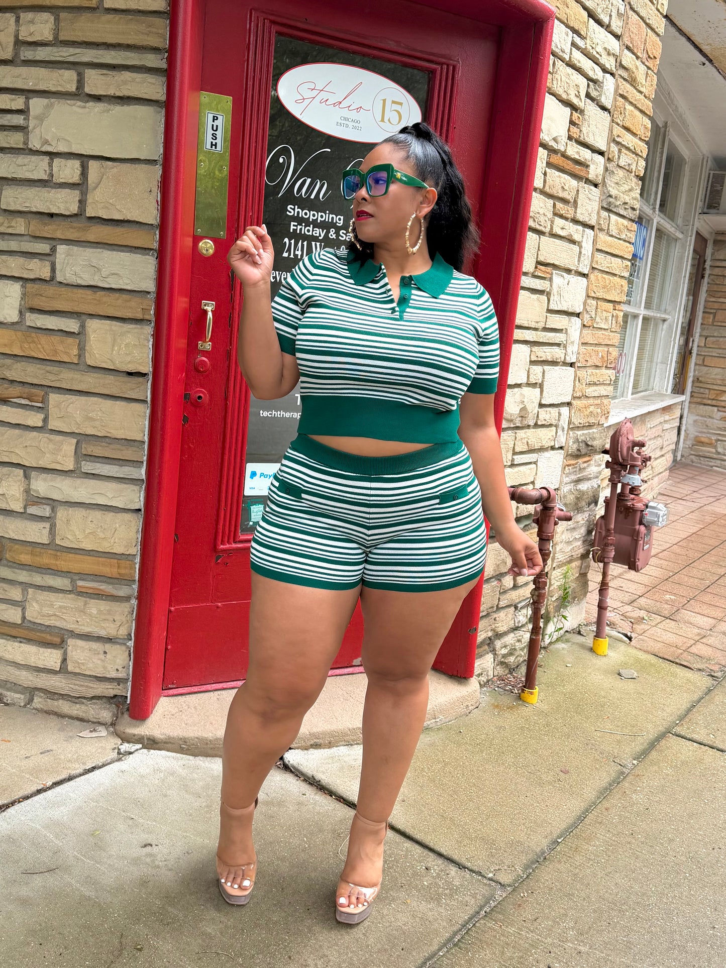 Green Gelica Short Set