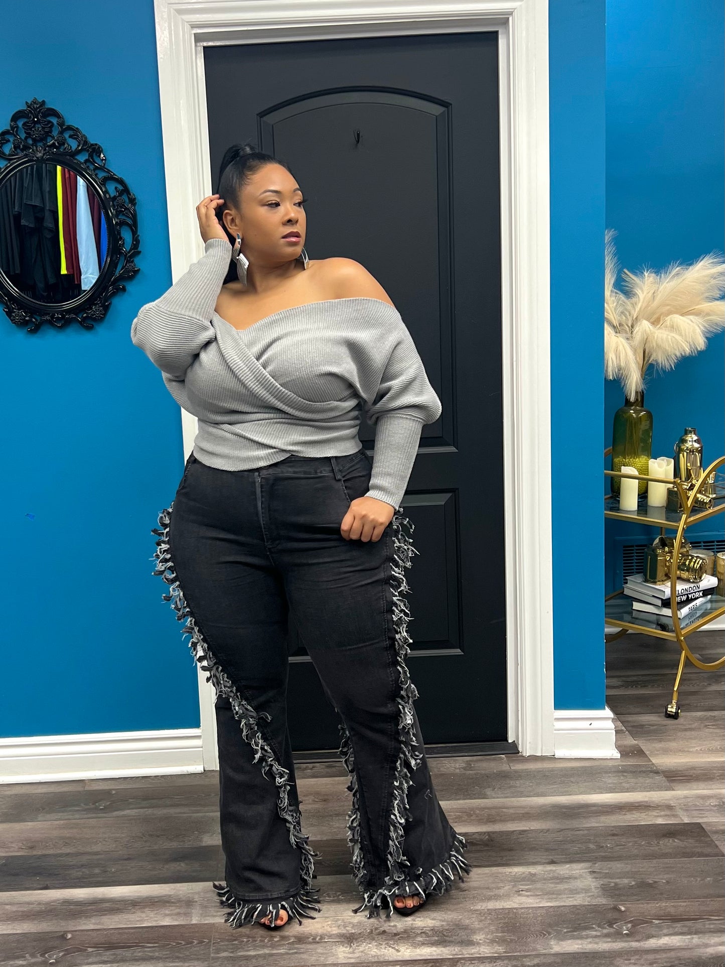 Grey Wrap Me Up Sweater