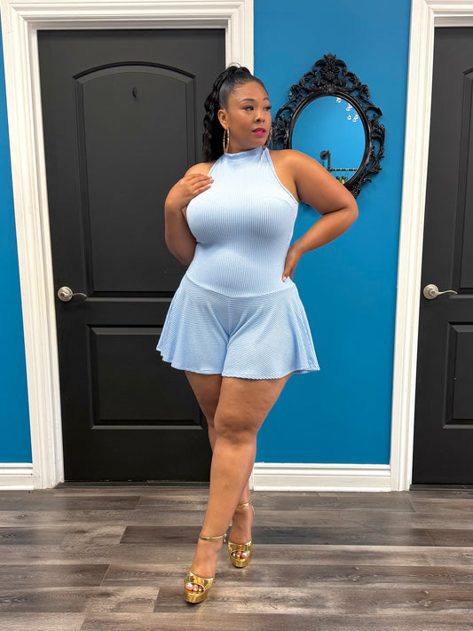 Blue Chrissy Skater Romper