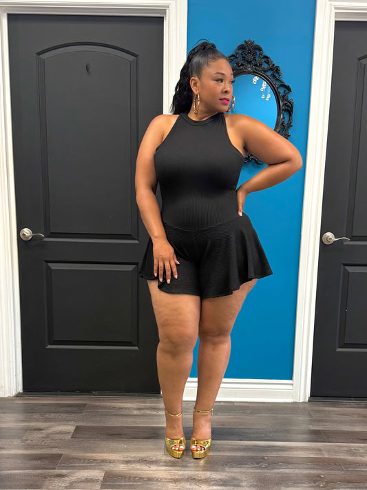 Black Chrissy Skater Romper
